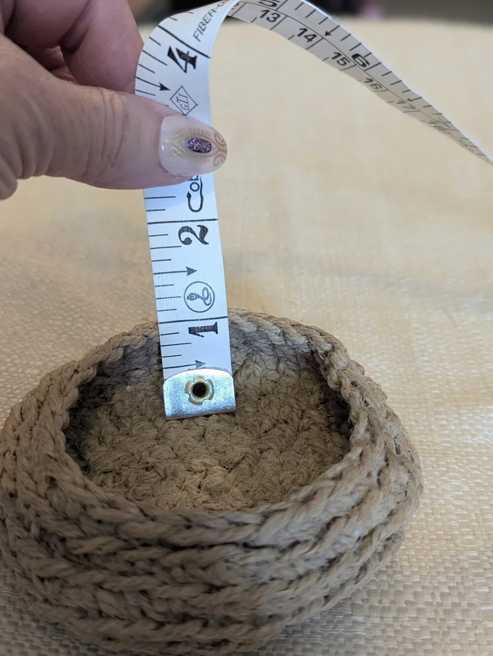 Crocheted Natural Honey Jute Crochet Small Storage Bowls